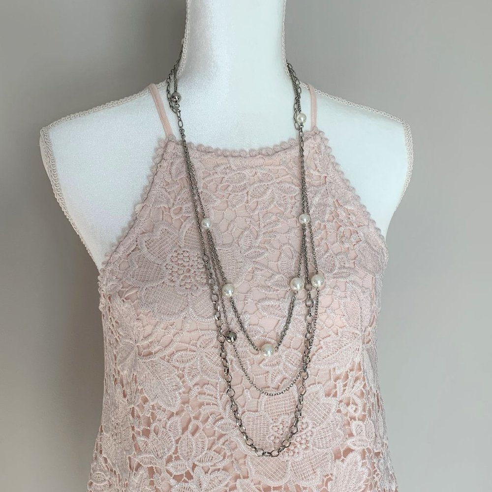 Long Chain Necklace with Pearls